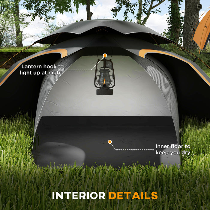 Dome Camping Tent with Aluminum Frame - Removable Rainfly, 2000mm Waterproof, 1-2 Person Capacity, Grey - Perfect Shelter for Outdoor Enthusiasts