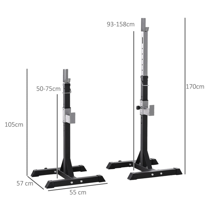 Adjustable Barbell Squat Rack (2 Pairs) - Portable Stand with Wheels for Weight Lifting and Bench Press - Ideal for Home Gym Fitness Enthusiasts