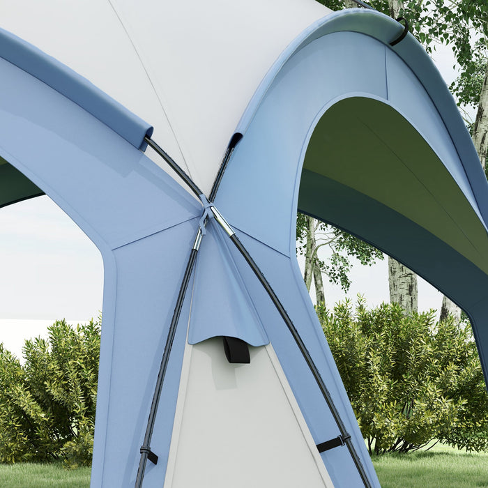 Outdoor Camping Gazebo 3.5 x 3.5M - Dome Tent Event Shelter, Garden Patio Sun Shade in Light Blue - Ideal for Campers and Garden Gatherings