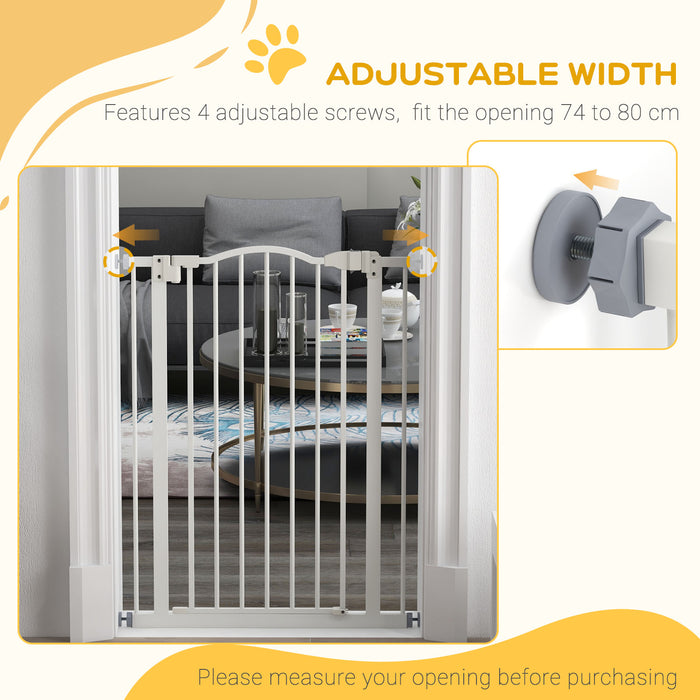 Folding Metal Pet Safety Gate - Sturdy Barrier for Dogs with Secure Lock - Keeps Pets Safe and Contained in Designated Areas