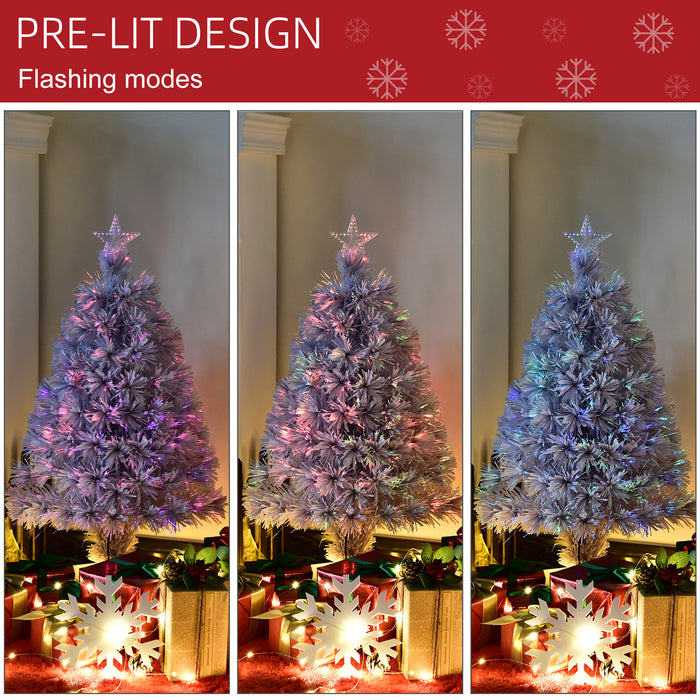 Prelit 2.5FT Artificial Tabletop Christmas Tree - Fiber Optic Lights & White Holiday Decor - Perfect for Home & Office Desk Decoration