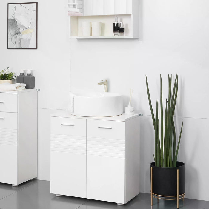 Under Sink Storage Cupboard - Bathroom Vanity Cabinet with Pedestal Design & Adjustable Shelf - Ideal Space Saver for Organizing Toiletries