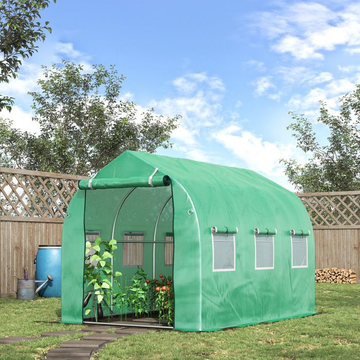 Polytunnel Walk-In Greenhouse with Observation Windows - Sturdy Outdoor Gardening Solution, 3x2M Size - Ideal for Garden and Backyard Enthusiasts