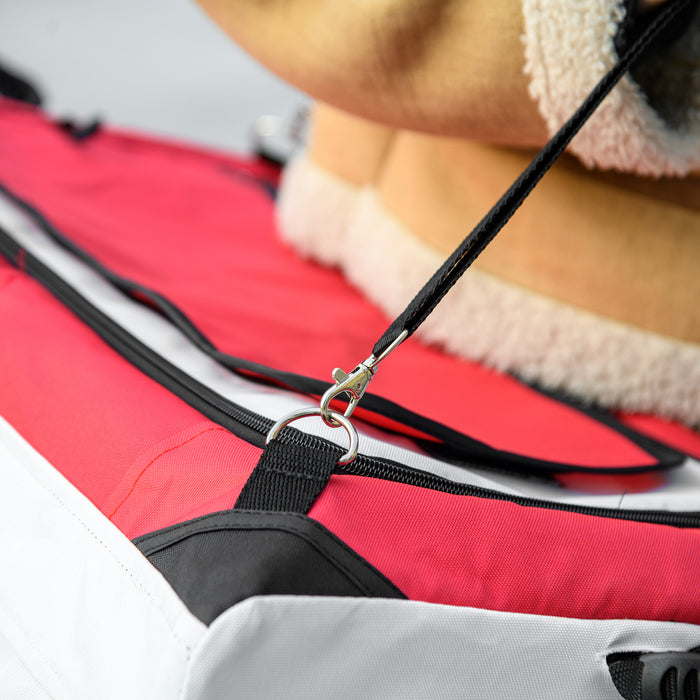 Foldable Pet Stroller with Detachable Carrier - Soft-Padded Travel Crate for Mini & Small Dogs - Ideal for Comfortable and Secure Outings in Red