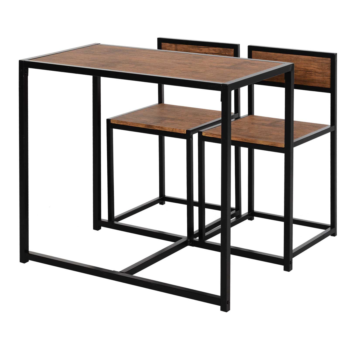 Industrial-Style 3-Piece Table & Stool Set - Sturdy Steel Frame with MDF Panels - Perfect for Living Room or Home Bar Spaces