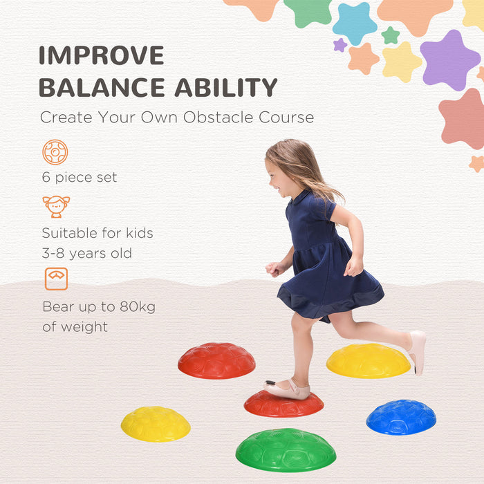 Kids Stepping Stones Set - 6Pcs Colorful Balance River Stones with Anti-Slip Bottoms - Fun Coordination & Sensory Play for Ages 3-8