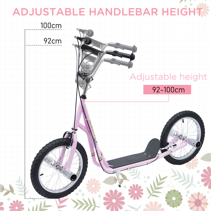 Pneumatic 16-Inch Tire Scooter in Pink - Non-Electric, Air-Filled Wheels for Smooth Ride - Perfect for Outdoor Fun and Easy Transport