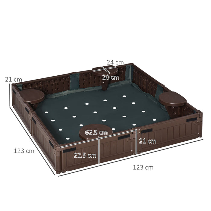 Kids Outdoor Sandbox with Waterproof Canopy - Protective Bottom Fabric Liner for Ages 3-12 - Ideal Children's Playset for Backyard Fun