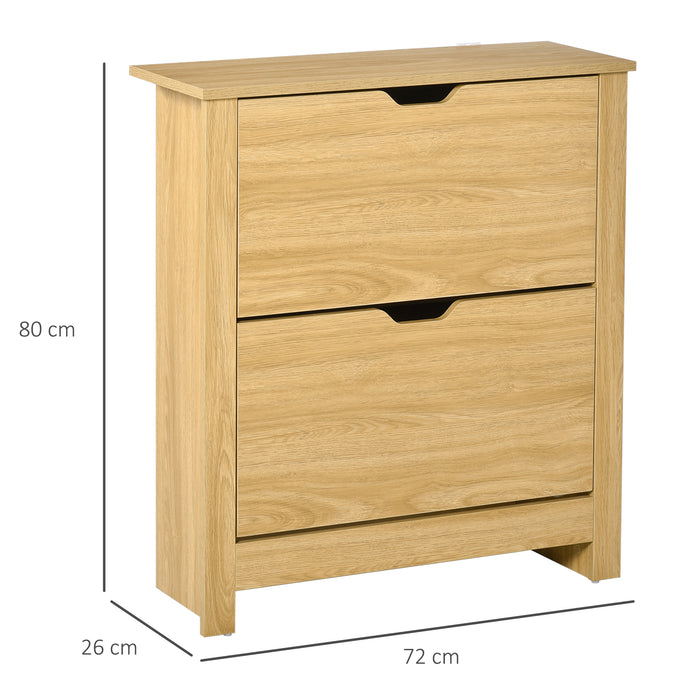 12-Pair Shoe Organizer Cabinet with 4 Shelves & 2 Drawers - Sturdy Brown Storage Unit with Raised Legs for Modern Home Decor - Ideal for Hallway & Bedroom Clutter Reduction