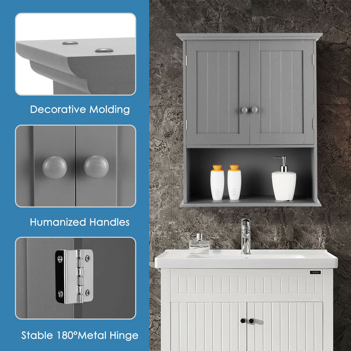 Grey Wall Mounted Cabinet - Bathroom Storage with Adjustable Shelf - Ideal for Maximizing Space and Organizing Supplies
