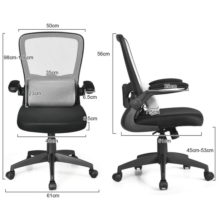 Mesh Office Chair - Lightweight with Lumbar Support and Adjustable Backrest in Grey - Ideal for Long Hours of Desk Work