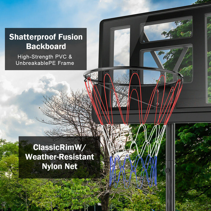 Universal Adjustable Height Basketball Stand - Portable, Wheeled Basketball Hoop System - Perfect for Indoor and Outdoor Use, Catering to Players of Different Heights