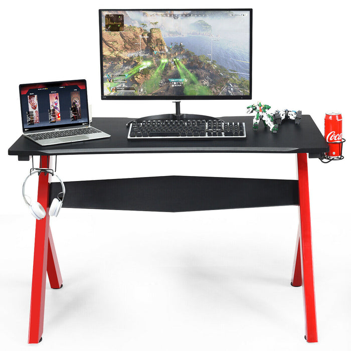 RapidX Gaming Desk - Spacious Computer Desk with Integrated Mouse Mat, Headphone and Controller Racks - Ideal for Enthusiastic Gamers Looking for Organization and Efficiency