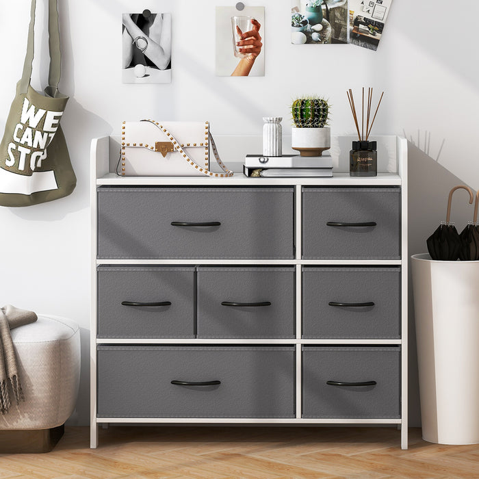 7-Drawer Dresser - Combines Large Fabric Bins with Medium Bins - Ideal Storage Solution for Organising Clothes and Accessories