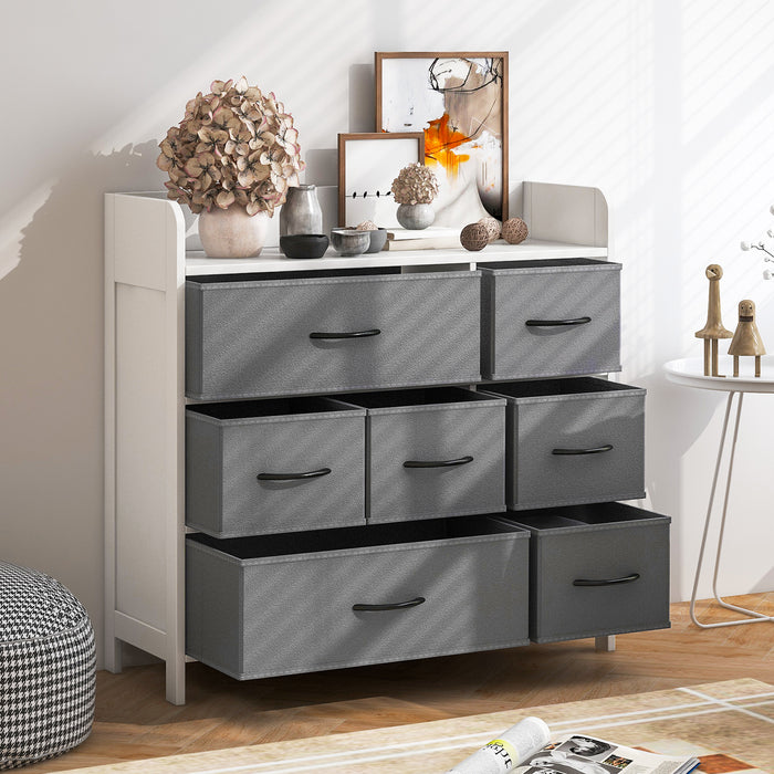 7-Drawer Dresser - Combines Large Fabric Bins with Medium Bins - Ideal Storage Solution for Organising Clothes and Accessories