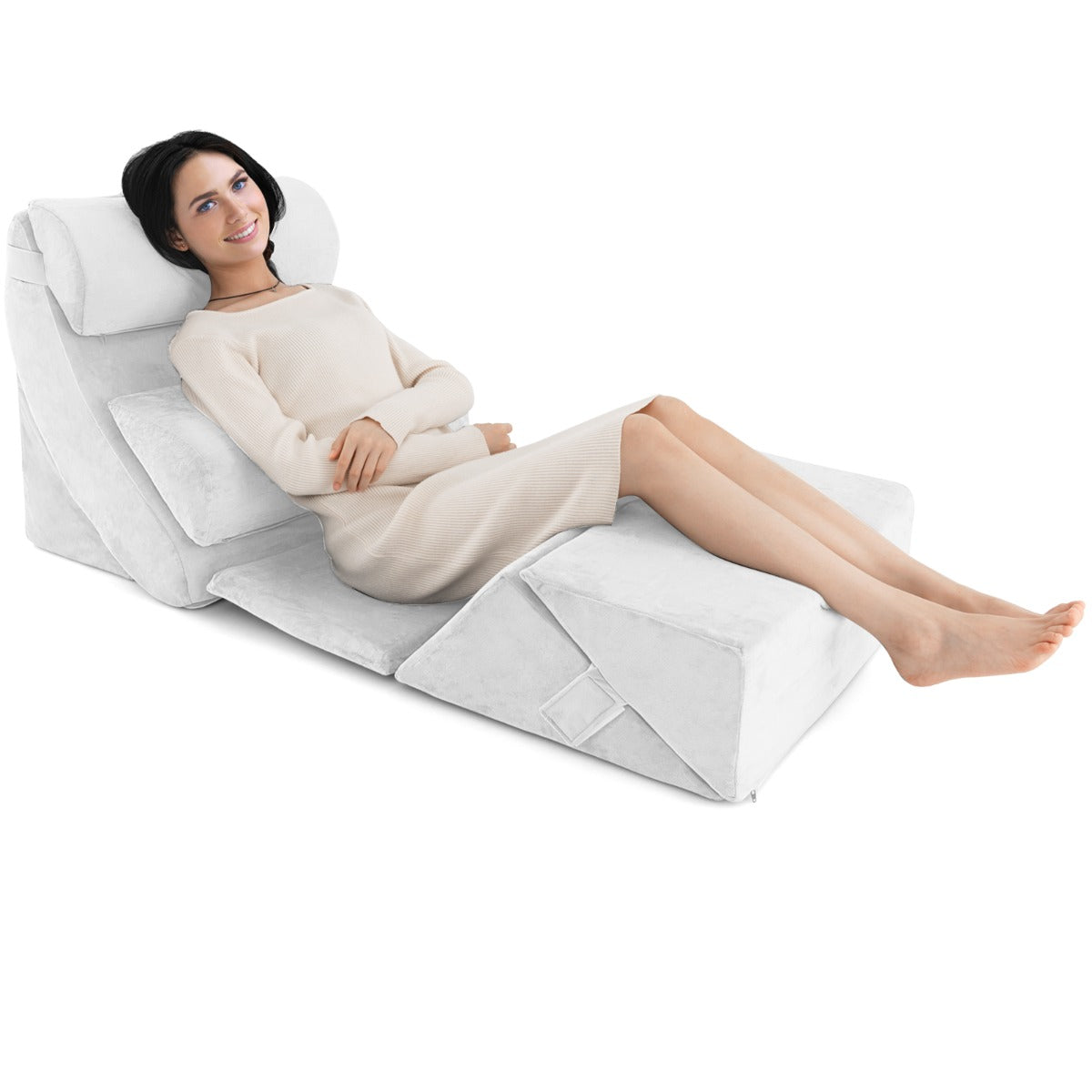 Adjustable Support Pillow Set, 7 PCS - Bed Wedge Pillows with Memory Foam - Ideal for Comfort and Posture Alignment