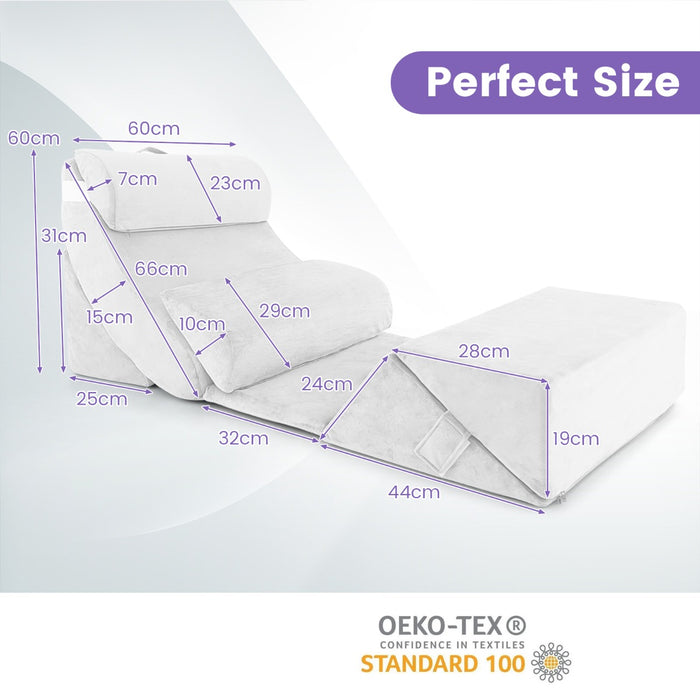 Adjustable Support Pillow Set, 7 PCS - Bed Wedge Pillows with Memory Foam - Ideal for Comfort and Posture Alignment