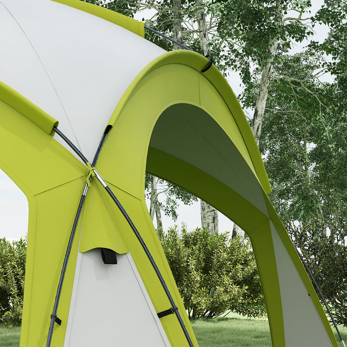 Outdoor Camping Gazebo 3.5x3.5M - Event Dome Shelter with Patio Sun Shade, Garden Arc Pavilion in Green - Ideal Sun Protection for Campers and Garden Parties
