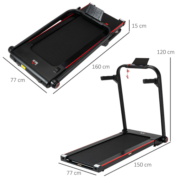 750W Compact Folding Treadmill - Electric Running Machine with 1-14km/h Speed, LED Display & Safety Button - Portable, Easy-Storage Design for Home Fitness Enthusiasts
