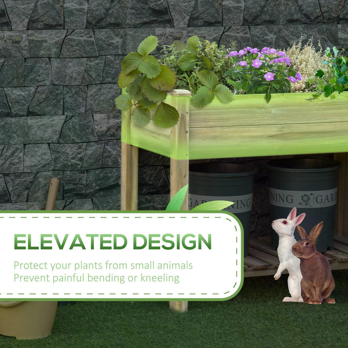 Wooden Raised Garden Bed on Legs - Elevated Planter Box with Storage Shelf for Gardening - Ideal for Backyard and Balcony Cultivation