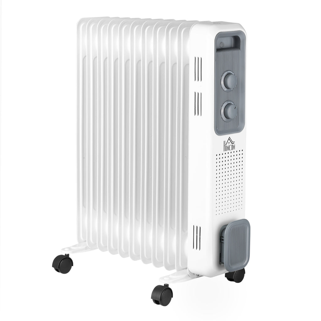 2720W Oil-Filled Radiator Heater - Portable Electric Heater with 3 Heat Settings and Adjustable Thermostat - Energy-Efficient Indoor Heating Solution with Safety Auto Shut-off