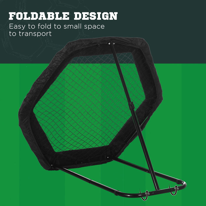 Football Kickback Rebounder Net - 5 Adjustable Angles & Foldable Design for Play Training - Versatile Goal for Indoor and Outdoor Soccer Practice