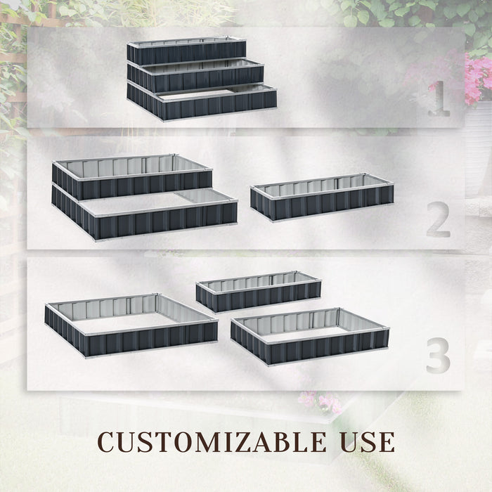 3-Tier Metal Elevated Garden Bed Kit - Raised Planter Box for Backyard and Patio Gardening - Includes Gloves for Growing Vegetables, Herbs, and Flowers