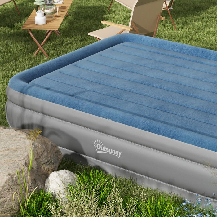 Queen-Size Airbed with Built-In Electric Pump - Comfortable Inflatable Sleeping Solution, Easy Setup - Ideal for Guests, Camping, and Temporary Bedding Needs