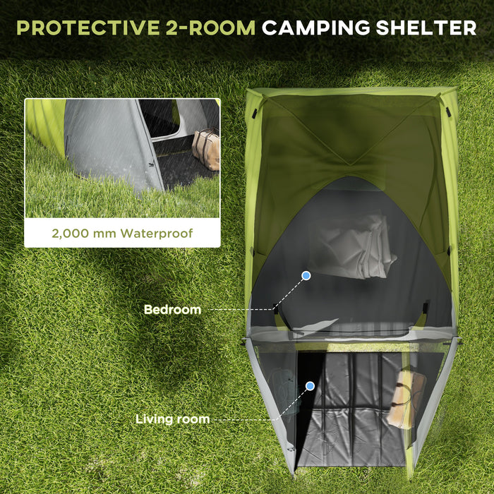 2-3 Person Dual-Room Camping Tent - 2000mm Waterproof and Portable Outdoor Shelter - Ideal for Family, Fishing, Hiking, and Festivals