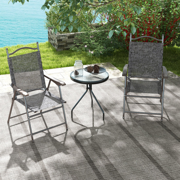 Folding Patio Camping Chair Duo - Comfortable Mesh Fabric Seating with Armrests - Versatile Outdoor Chairs for Adults and Lawn Enthusiasts