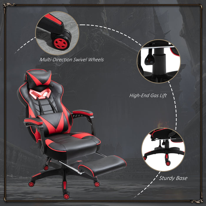 Ergonomic Racing Gaming Chair with Adjustable Height and Recliner - Wheeled Desk Chair with Lumbar Support and Retractable Footrest for Home Office - Comfortable Seating Solution for Gamers and Professionals