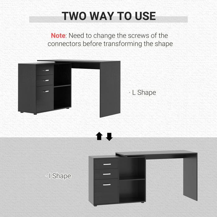 L-Shaped Computer Desk with Drawers and File Cabinet - Spacious Workstation for Home Office - Ideal for Organization and Comfortable Working Environment