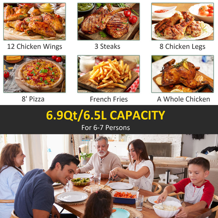 1700W 6.5L Digital Air Fryer - Rapid Air Circulation with Adjustable Temperature and Timer, Nonstick Basket - Healthy Cooking for Family Dinners