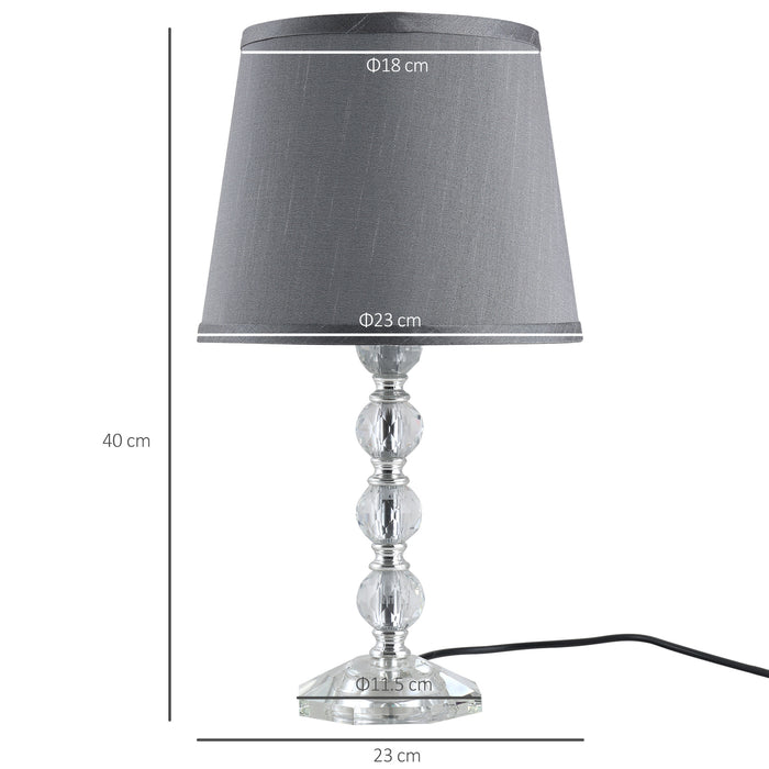 Crystallite Elegance - Glass Table Lamp with Fabric Shade, Reflective Base - Stylish Bedroom Lighting Solution for Elegant Home Decor