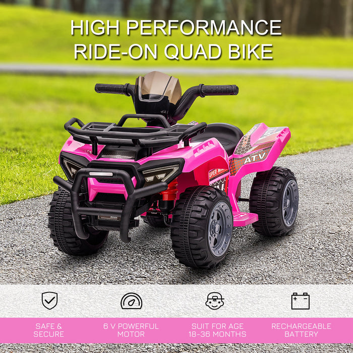 Pink 6V Battery-Powered ATV Ride-On for Toddlers - Four Wheeler with Real Working Headlights, Motorcycle Design - Fun Outdoor Play for Ages 18-36 Months Kids
