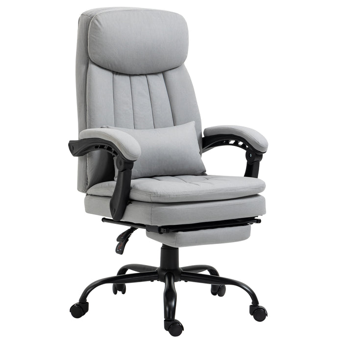 Ergonomic Reclining Chair with Vibration Massage and Heat - Microfiber Office Chair, Built-In Footrest, Adjustable Lumbar Pillow, Armrests - Ideal for Enhanced Comfort during Long Work Sessions