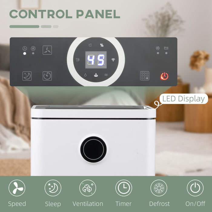 2500ML Smart WiFi Dehumidifier - 10L/Day Portable and Quiet Moisture Remover - Ideal for Home, Laundry, and Basement Spaces