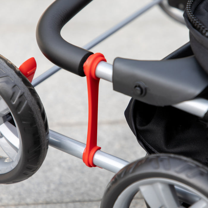 Foldable Pet Stroller with Zipper Entry - Travel Carriage for Small Dogs and Cats, Includes Cup Holder - Lightweight Pushchair for Miniature Pets, Black