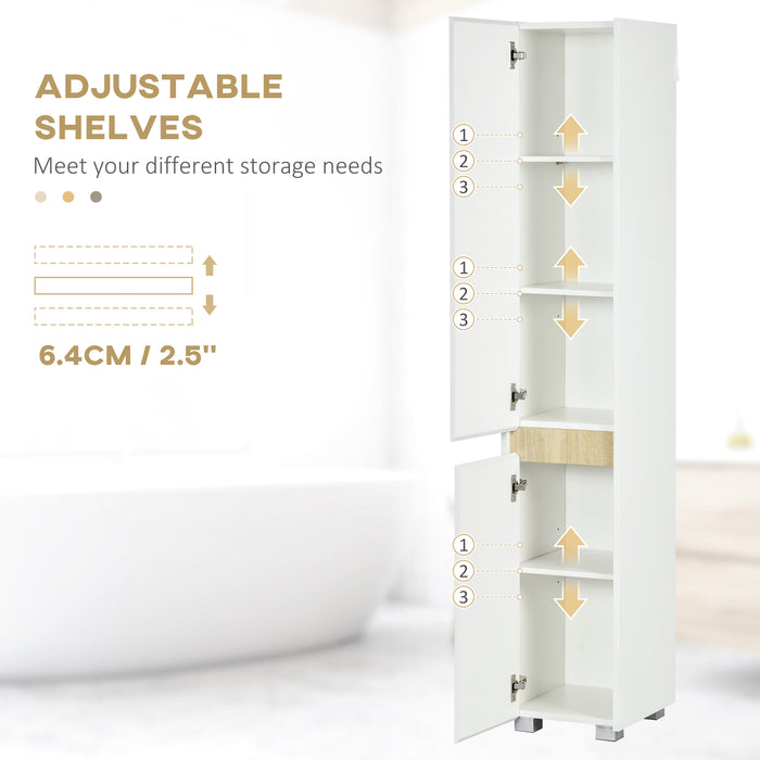 Adjustable 5-Tier Tallboy Bathroom Storage - Modern Freestanding Cabinet with Adjustable Shelves - Space-Saving Organizer for Toiletries and Towels