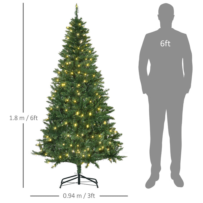 6-Foot Artificial Pre-Lit Christmas Tree with Warm White LED Lights - Lush Green Xmas Decor for Holiday Celebrations - Perfect for Festive Home Decoration and Ambiance