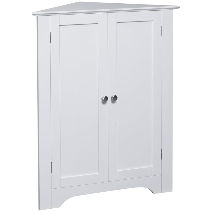 Triangle Corner Bathroom Cabinet - Adjustable Shelf & Recessed Door Storage Unit - Space-Saving Solution for Small Bathrooms