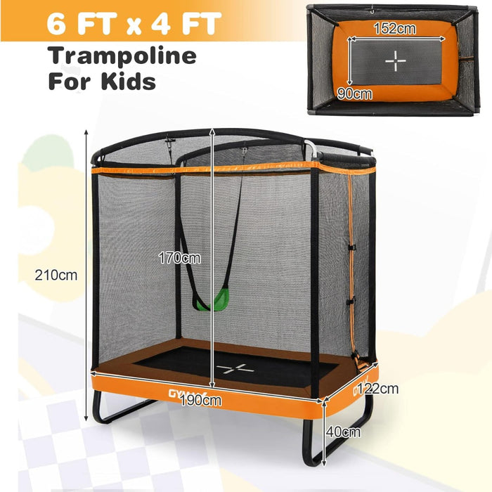 6 Feet Kids Trampoline featuring Swing and Enclosure Safety Net in Blue - Perfect for Outdoor Fun and Safety for Children