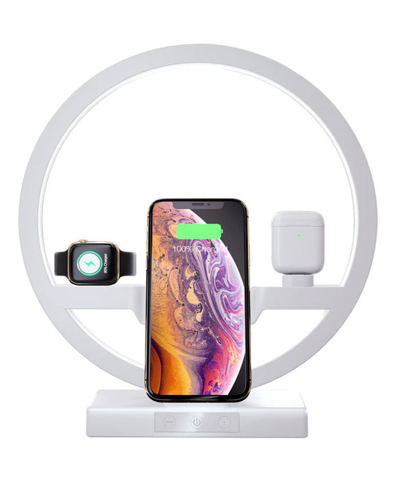 BAKEEY 3 in 1 10W - Wireless Charging Desk Lamp with LED Night Light and Qi Magnet - Ideal for iPhone 11, 12, 13 Users who Desire Multifunctional Convenience