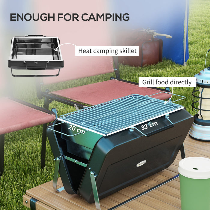 Foldable Mini Charcoal Grill - Portable Suitcase Style BBQ for Outdoor Cooking - Ideal for Picnics, Camping, and Tailgate Parties