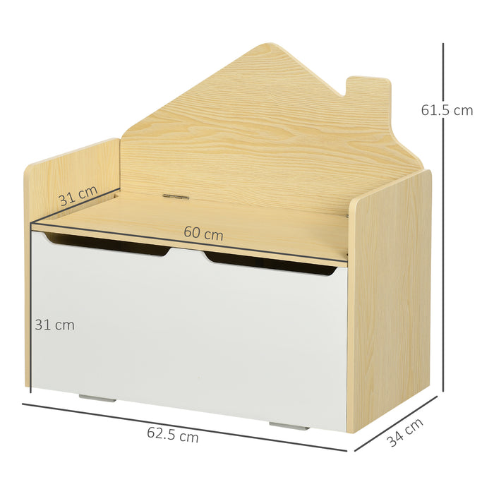 Kids Storage Bench with Safety Hinged Lid - White Multipurpose Seating Solution - Perfect for Toy Organization and Child's Room Decor
