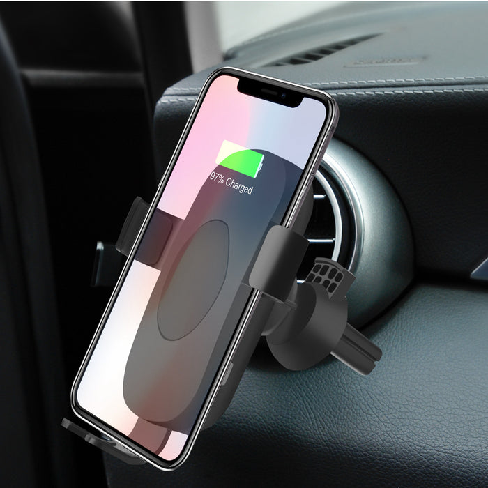 Qi Wireless Charger - 9V Fast Car Air Vent Charging Pad for iPhone 8, 8P, X - Convenient On-the-Go Solution for Apple Users