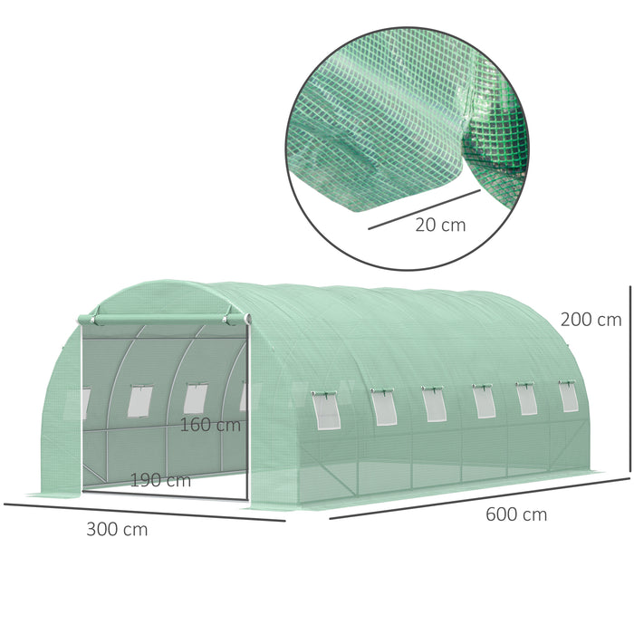 Large Walk-In Polytunnel Greenhouse - 6 x 3 x 2m with Sturdy Steel Frame, Zippered Entry, Roll Up Windows - Ideal for Gardeners Cultivating Plants, Vegetables & Flowers