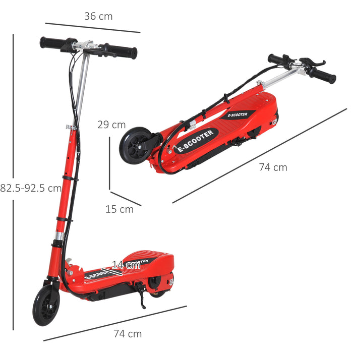 Kids Folding Electric Scooter - 120W E-Ride on Toy with 2x12V Rechargeable Battery, Adjustable Height & PU Wheels - Ideal for Ages 7-14, Vibrant Red