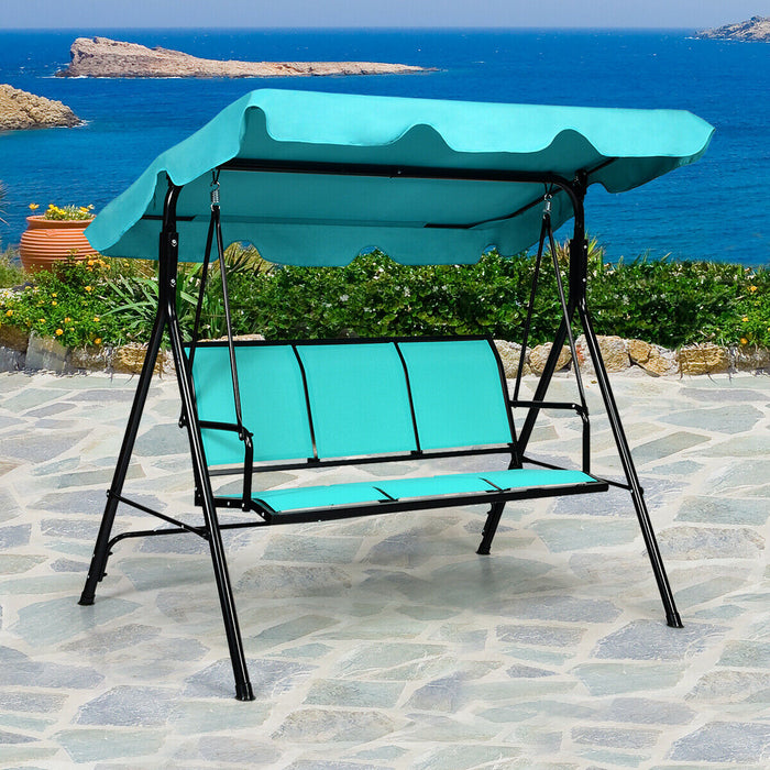 Garden Swing Chair - 3 Seater with Adjustable Canopy in Sleek Black - Perfect for Outdoor Relaxation and Home Landscaping