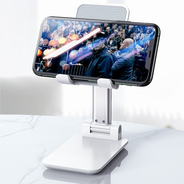 CCT9 Universal Folding Telescopic Stand - Desktop Mobile Phone and Tablet Holder Compatible with iPad Air, iPhone 12, XS, 11 Pro, POCO X3 NFC - Ideal Stand for Work, Home and Travel Use